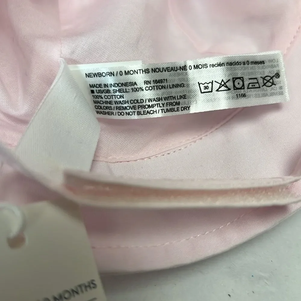 Janie and Jack Pale pink bucket hat with bear ears and chin strap NWT size NB
